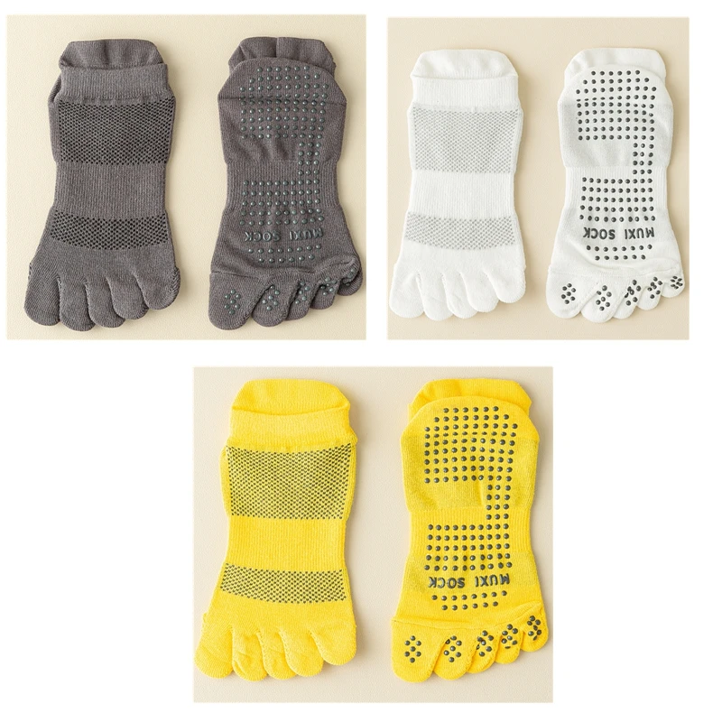 Men's 3 Pairs Non-slip Five Finger Grip Socks