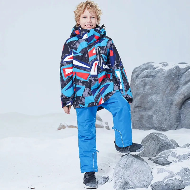 -30℃ Boy girl skiing suit waterproof 5 6 7 8 9 10 11 12 13 14 15 year old children's snow clothing Warm snowboarding Coat pant