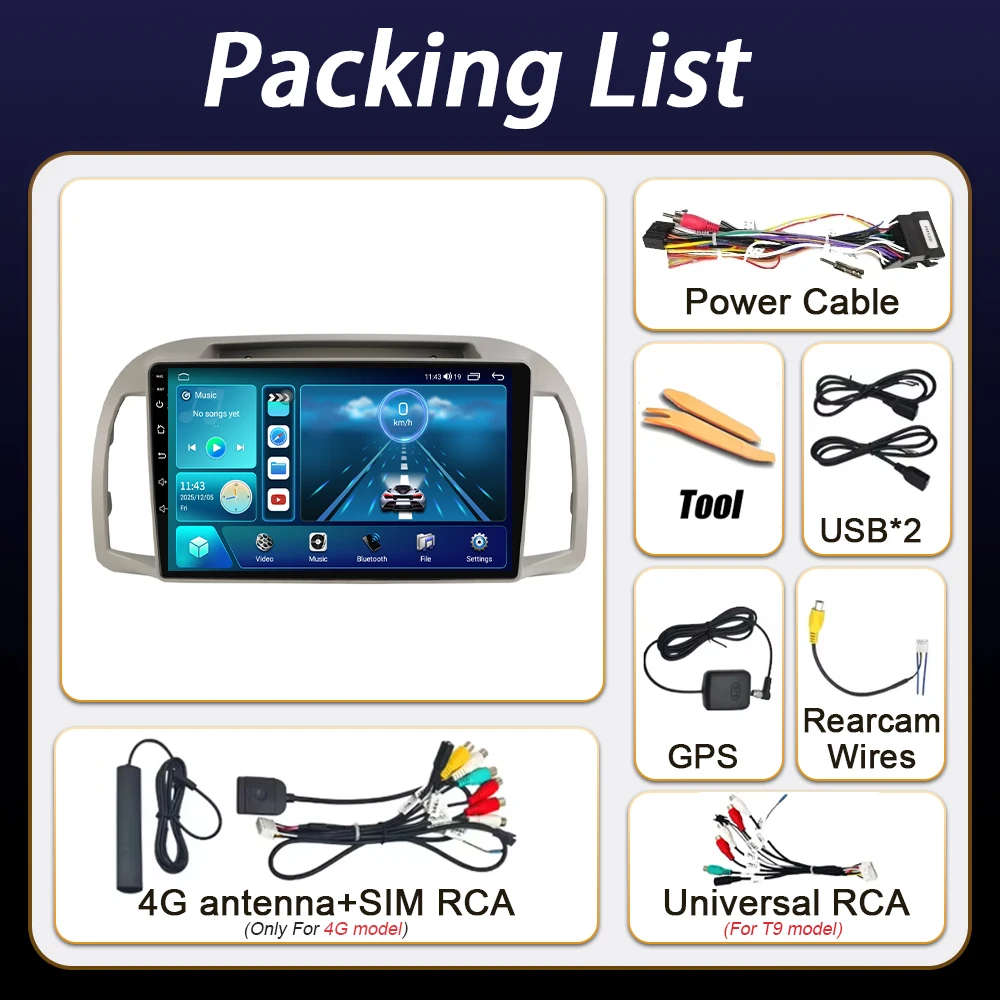 Android Auto Car Radio For Nissan March Micra K12 2002 - 2010 GPS Navigation Head Unit Carplay Stereo 5G WIFI Bluetooth Wireless