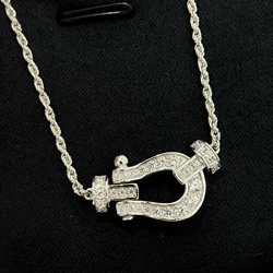 Classic Horseshoe Buckle Pure 925 sterling silver luxury jewelry oversized necklace women's U-collar light luxury necklace