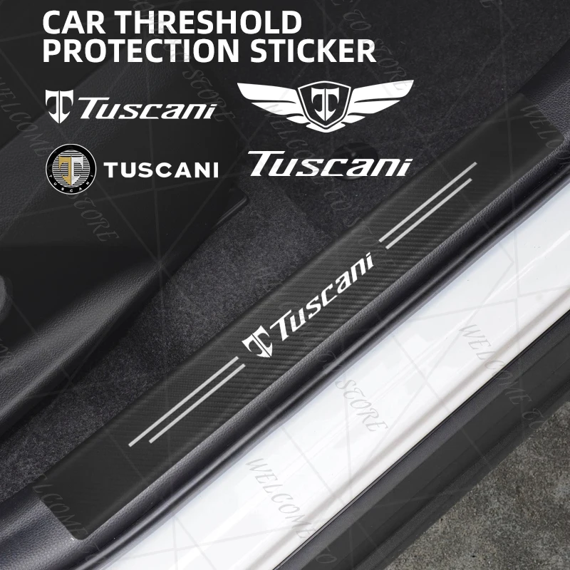 ل Tuscani شعار روهينز كوبيه تيبورون 4/5 قطعة 1 مجموعة ألياف الكربون عتبة باب السيارة الحرس غطاء صندوق السيارة حامي ملصقات اكسسوارات