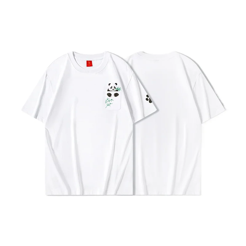 Bear Embroidery T Shirt Men Simple Casual T Shirt Pocket Designer Tees Short Sleeve Cotton Harajuku Streetwear Panda Big Size