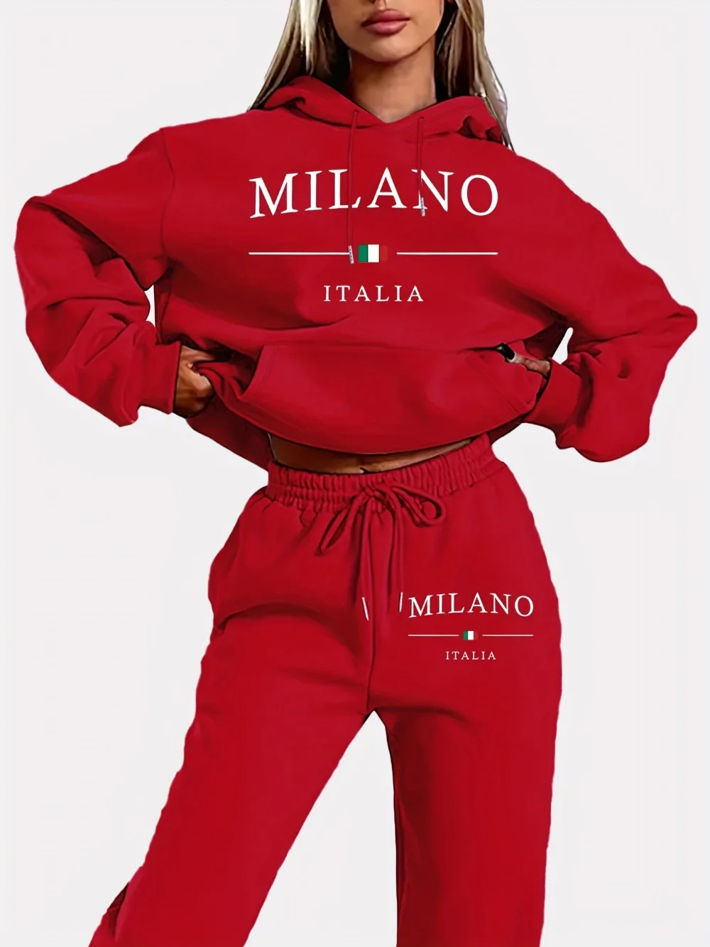 2024 nuova lettera italiana stampa felpa con cappuccio da donna tailleur pantalone con camicia casual a maniche lunghe con cappuccio vestiti Sudadera
