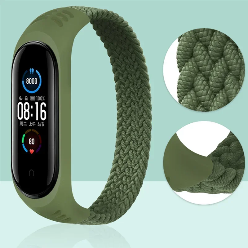 Bracelet for Strap Mi Band 4 Nylon Braided Solo Loop Elastic Bracelet Miband6 Miband5 Wristband for Xiaomi Mi Band 5 4 6 Strap