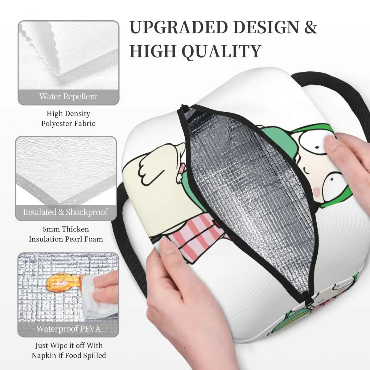 سارة وبطة تتمتع معزول حقيبة الغداء للنساء مكتب برودة صندوق طعام حراري حمل حاوية صناديق الغداء مانعة للتسرب