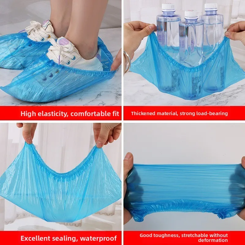 Thick Plastic Shoe Covers Disposable Waterproof Rainproof Dustproof for Guests Indoor Wear Resistant Home Use Shoe Covers