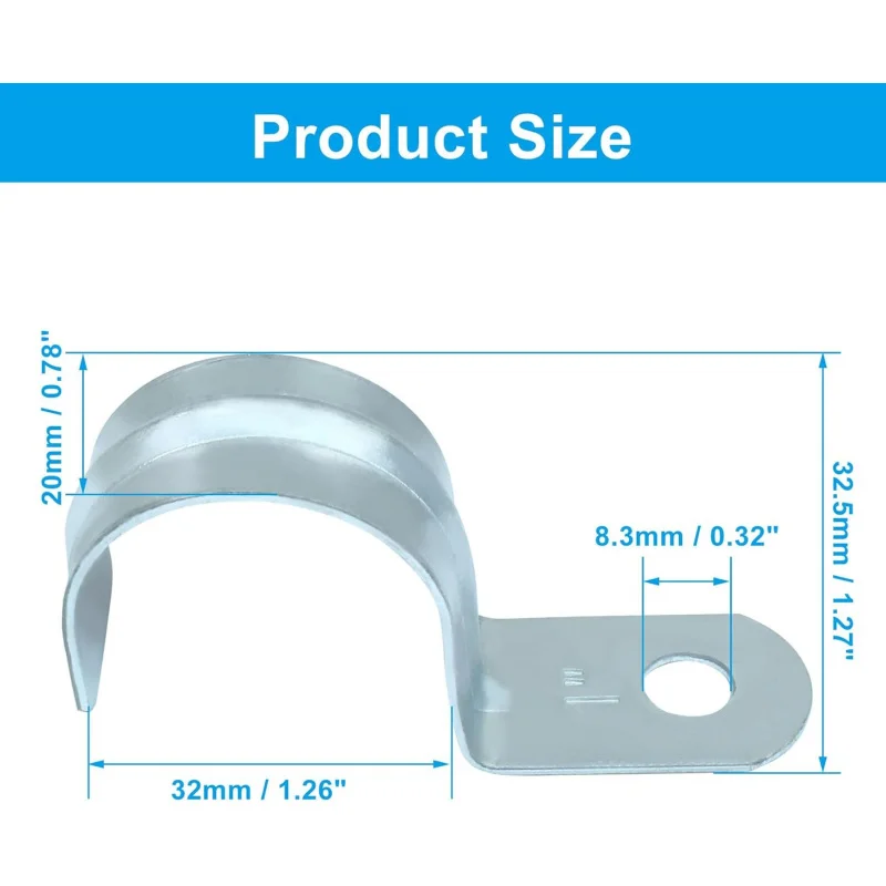 25 قطعة 1.25 EMT قناة المشبك الأنابيب الأشرطة ، 1-1/4 بوصة الزنك مطلي الصلب ثقب واحد قوس #4