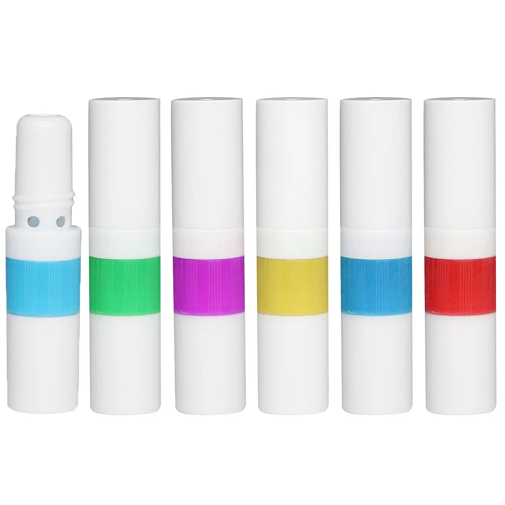 

5pcs 2 in 1 Essential Colored Plastic Blank Nasal Aromatherapy Inhalers Tubes Sticks Nasal Container With Wicks For Oil Nose