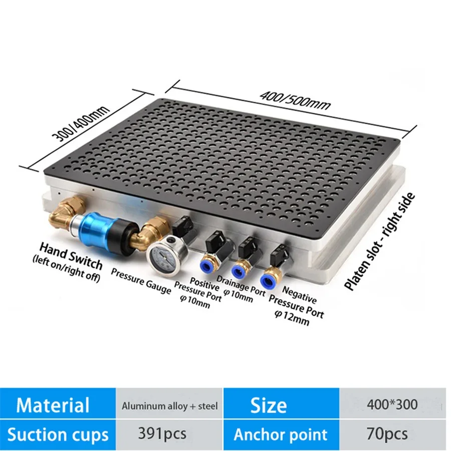 Pneumatic fixture vacuum magnetic table chuck and vacuum negative pressure pump set for CNC grinder milling machine machining