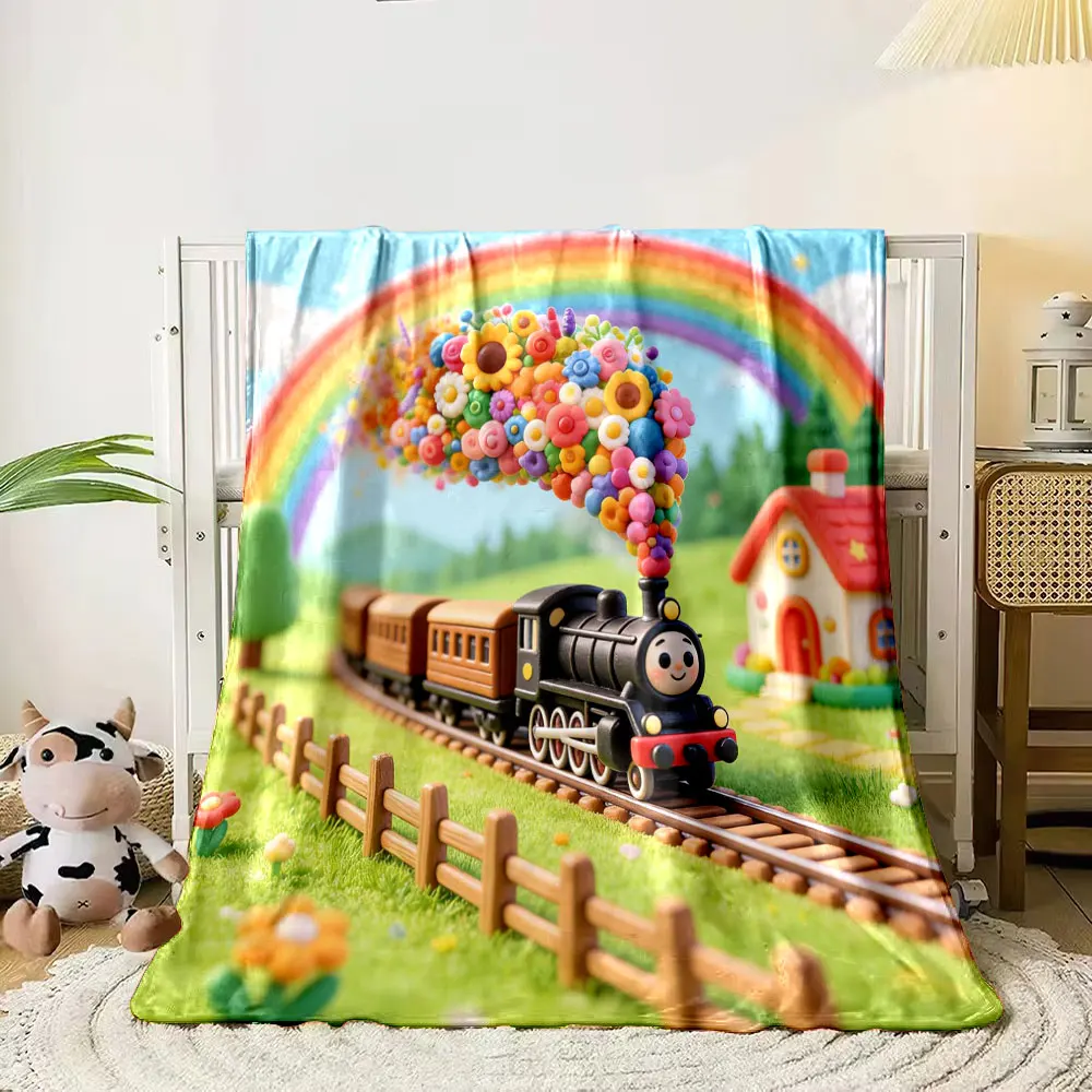 

1PC Fairy Tale World Floral Vintage Train Printing Adult Children Warm Blankets Home Travel Car Soft Comfortable Luxury Gifts