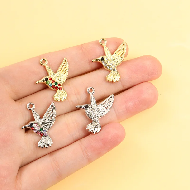 100PC/lot bird Pendant Charm crystal dangle charms 19.6x24mm DIY Alloy accessories Fit For Bracelet Necklace keychain making - view 6