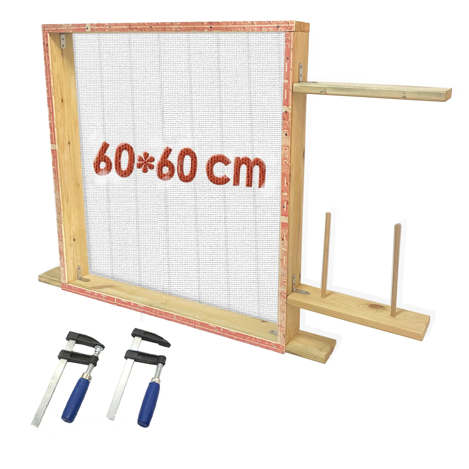 60x60cm Wooden Instant Tufting Frame Clamp Yarn Feeder Screws Large Tufting Frame Carpet Making Frame for Tufting Rug