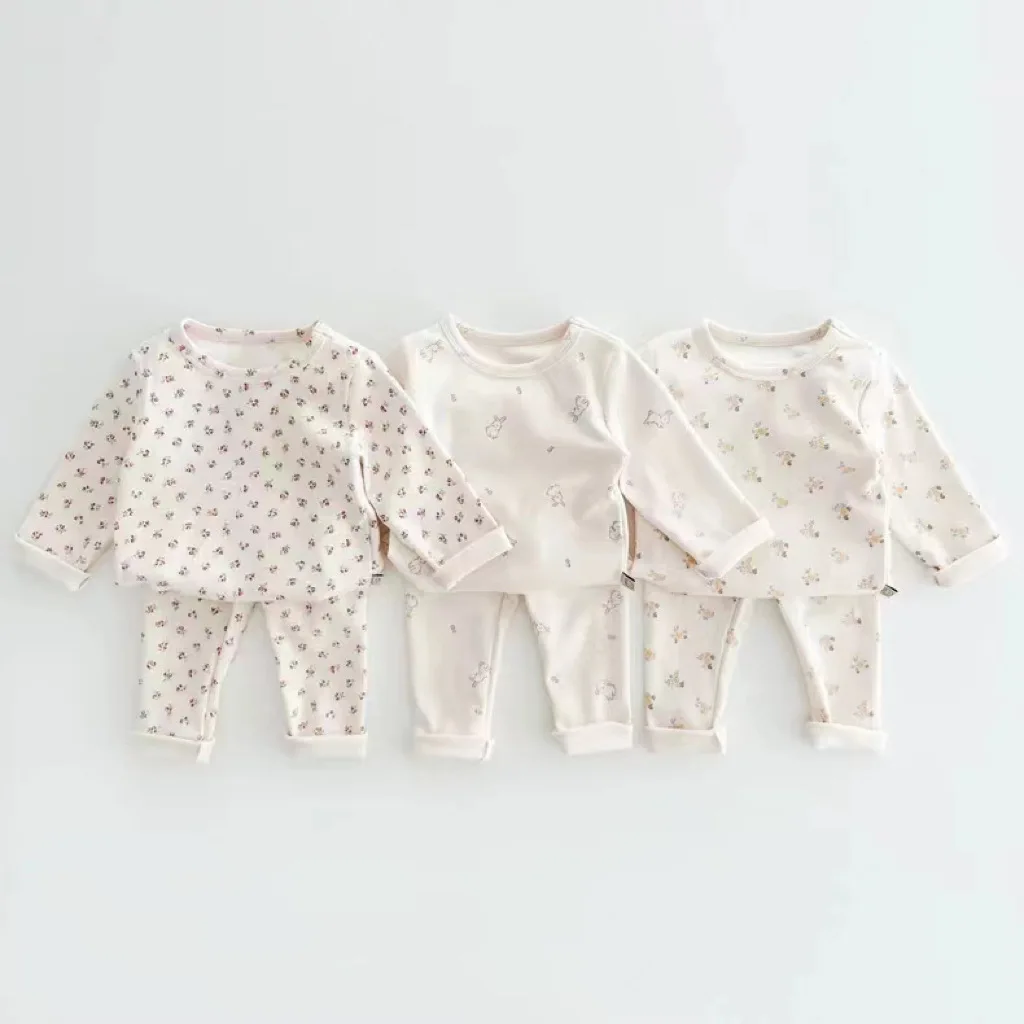 Pyjama en coton à manches longues pour bébé, ensemble de vêtements pour bébé, tenues de maison pour tout-petit garçon, vêtements pour fille, lapin