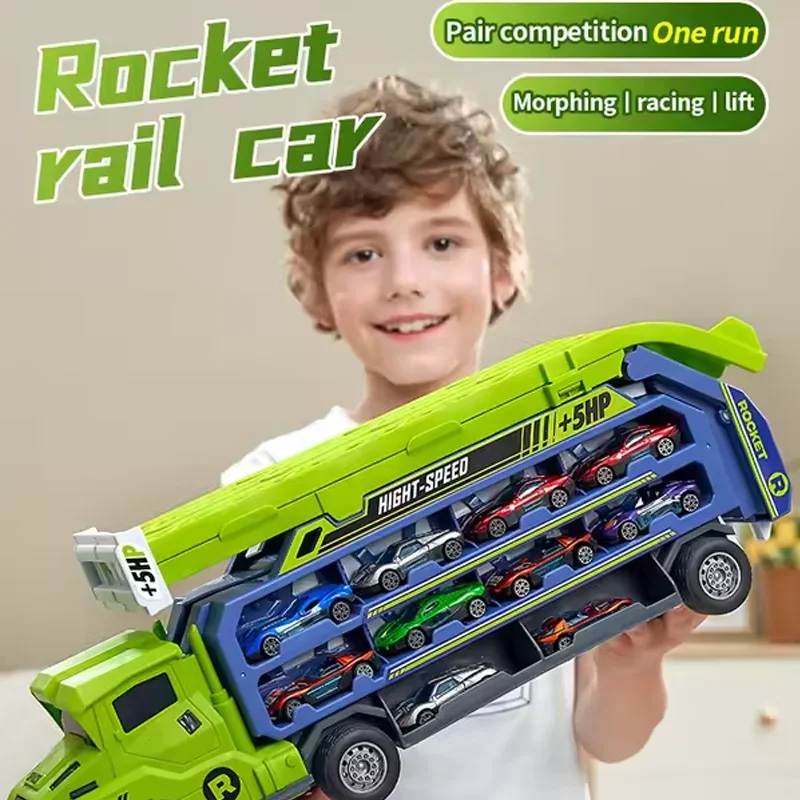 مجموعة ألعاب سباق السيارات من نوع مضمار السباق من نوع Rocket Lift المتحولة لعيد الميلاد وأعياد الميلاد وعيد الشكر هدية للأطفال والأولاد والبنات