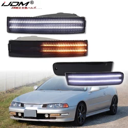 For Honda Prelude Front Bumper Sequential Amber Turn Signals Lights Assembly & Front Side Marker Lights Parking Light DRL 92-96