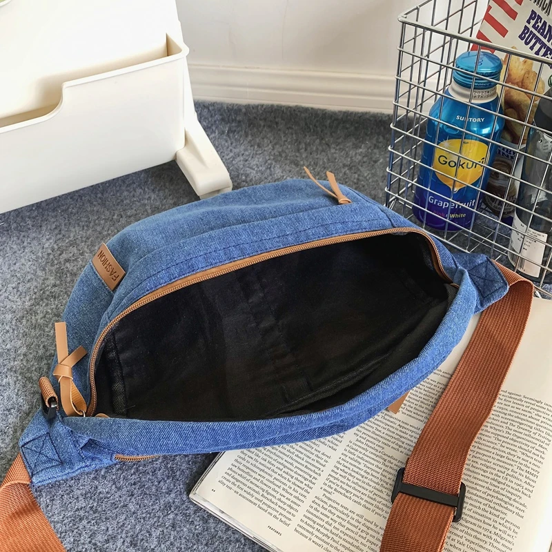 Large Capacity Waist Bag Denim Fanny Pack For Women Big Blet Bag Multi-Functional Chest Bags Banana Waist Pack Casual Travel Bag