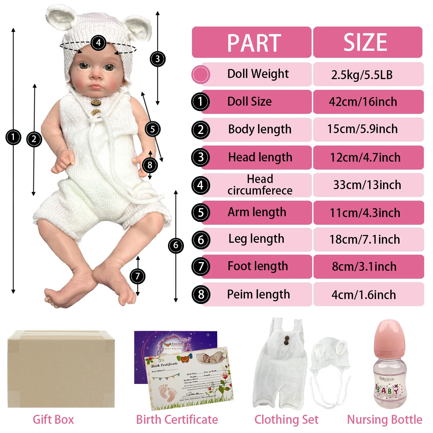 45cm Tutti Solid Silicone Bebe Reborn Girl Genesis Oil Painted Lifelike Newborn Baby Doll Boneca Reborn Corpo De Silicone Doll