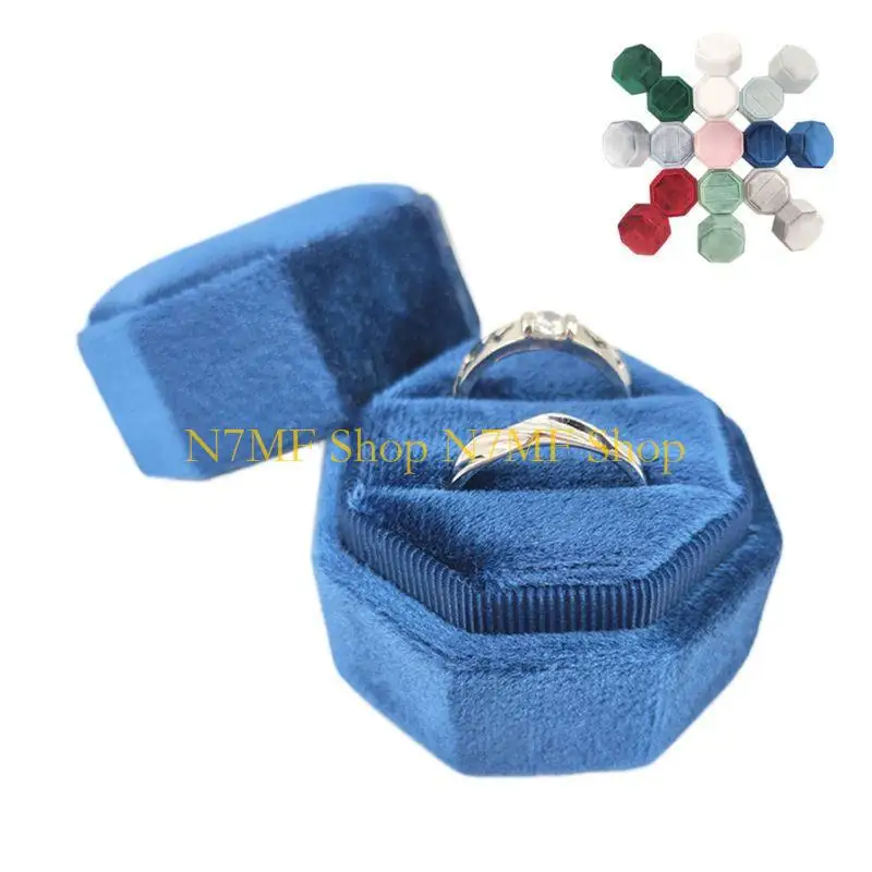 N7MF Premium Doppel-Ring-Geschenkbox, Samt-Schmuck-Ring-Box, Zeremonie, Hochzeit