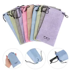 5/10/20Pcs Portable Linen Fabric Pouch For Sunglasses Bag Multi-Functional Eyeglasses Case Optical Glasses Lanyard Cloth Bags