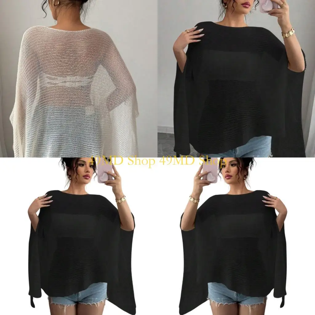 49MD Elegant Off Shoulder Cover Shawl Sun Protective Lightweight Polyester For Women Outdoor Travel