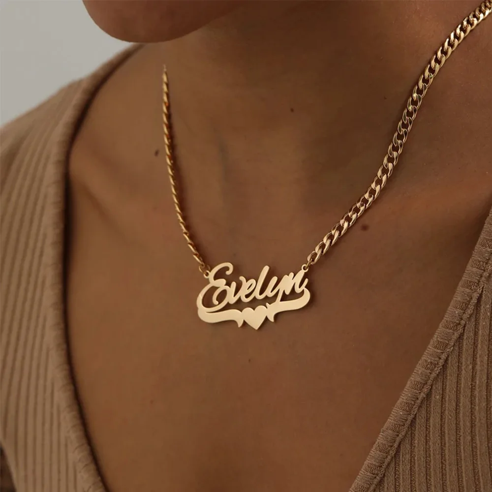 

Custom Name 30-100mm Hoop Earrings Necklace Jewelry Set For Women Stainless Steel Personalized Round Earrings Birthday Gift