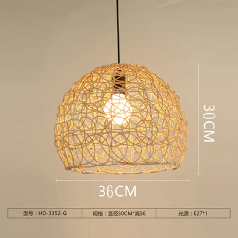اليابانية Idyllische Stro-Hoed Kroonluchter Eenvoudige Vogelnest Led Kroonluchter In Zuidoost-azi Ë Bamboe-Geweven Restaurant