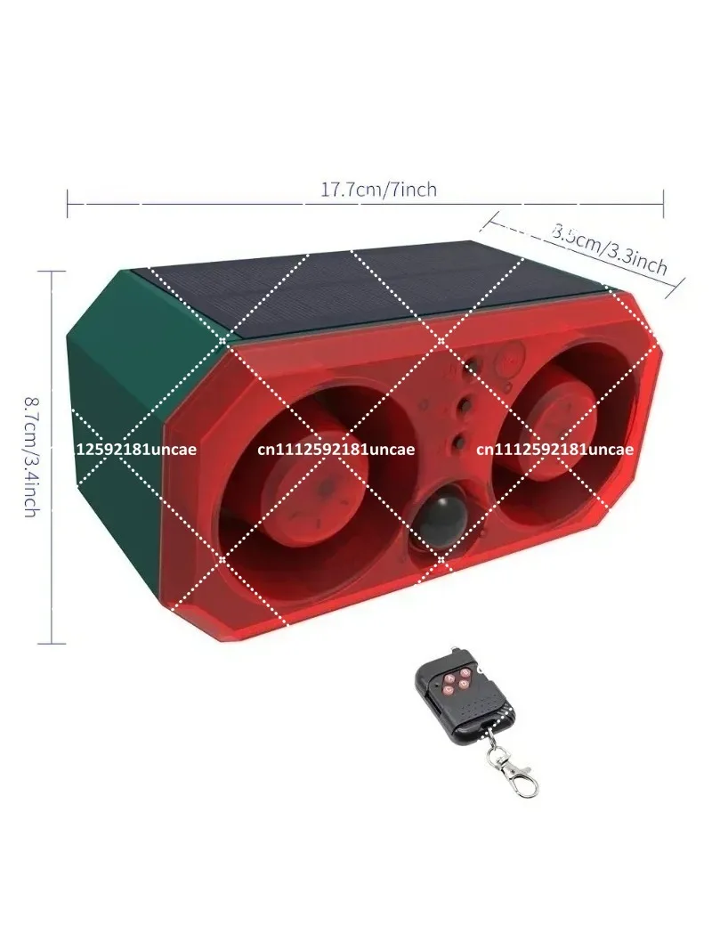Outdoor Solar Powered Alarm to Deter Wild Boars & Beasts, 24H Sensor Timed Night Broadcast Speaker