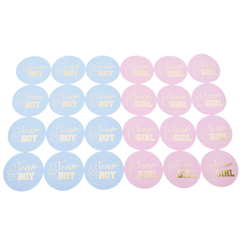 

72Pcs Gender Reveal Stickers Set Peel and Stick Fun Reveal Game Labels for Baby Shower Food Bag Gift Box