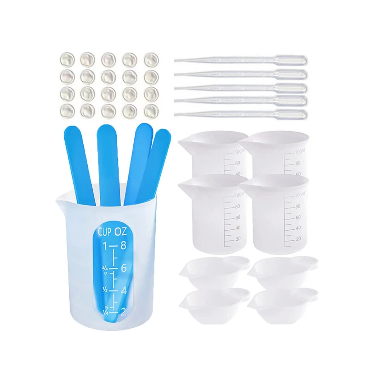 

Silicone Epoxy Resin Measuring Cups Tool Kit with Stir Sticks Finger Cots for Resin Mixing Jewelry Making