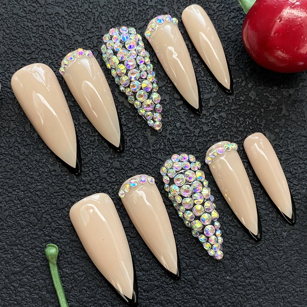 

Новые модные накладные ногти с полным покрытием, 10 шт., глянцевые, изысканные, толстые, акриловые, ручной работы, для маникюра