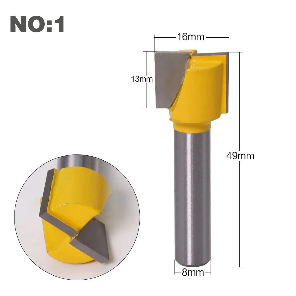 1 pz 8MM gambo fresa intaglio del legno pulizia fondo incisione Bit fresa in metallo duro solido strumenti per la lavorazione del legno fresa a