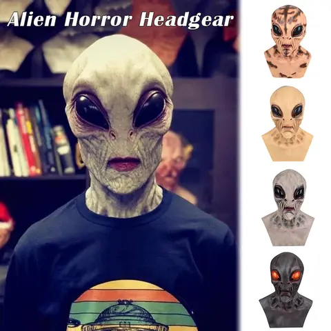 Aliens Latex Headgear Halloween Masquerade Costume Party Face Head Cover Cosplay Halloween Masks Costumes Mask Full Face 1PCS