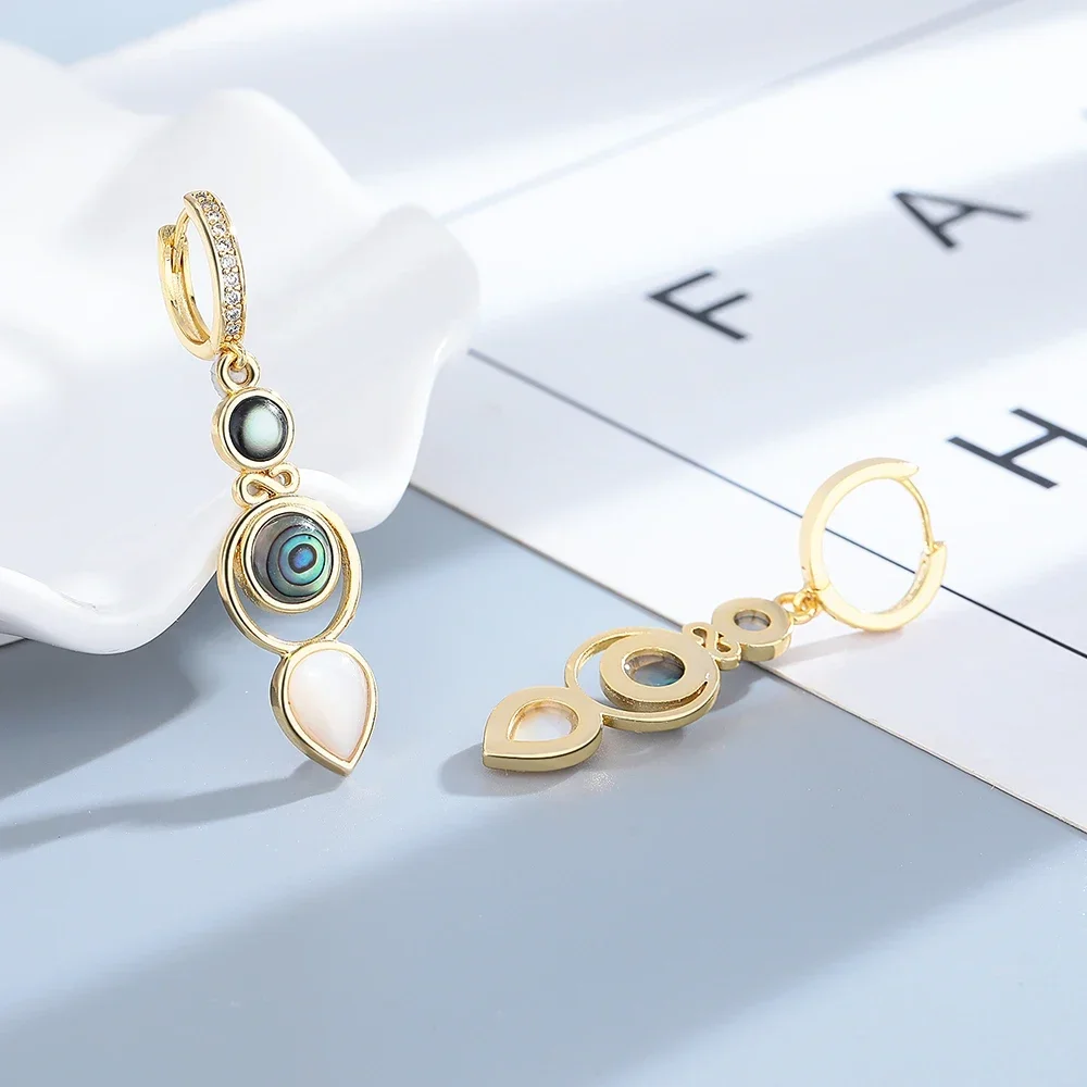 Fashion Abalone Shell Drop Earrings for Women Vintage Snake Silver Plated Hoop Earring Wedding Engagement Jewelry Gifts FCGJHW