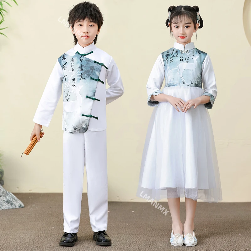 초등학생용 구전 공연 코스튬, 남녀공용, 중국 스타일, 당나라 코스튬, 한푸, 가을