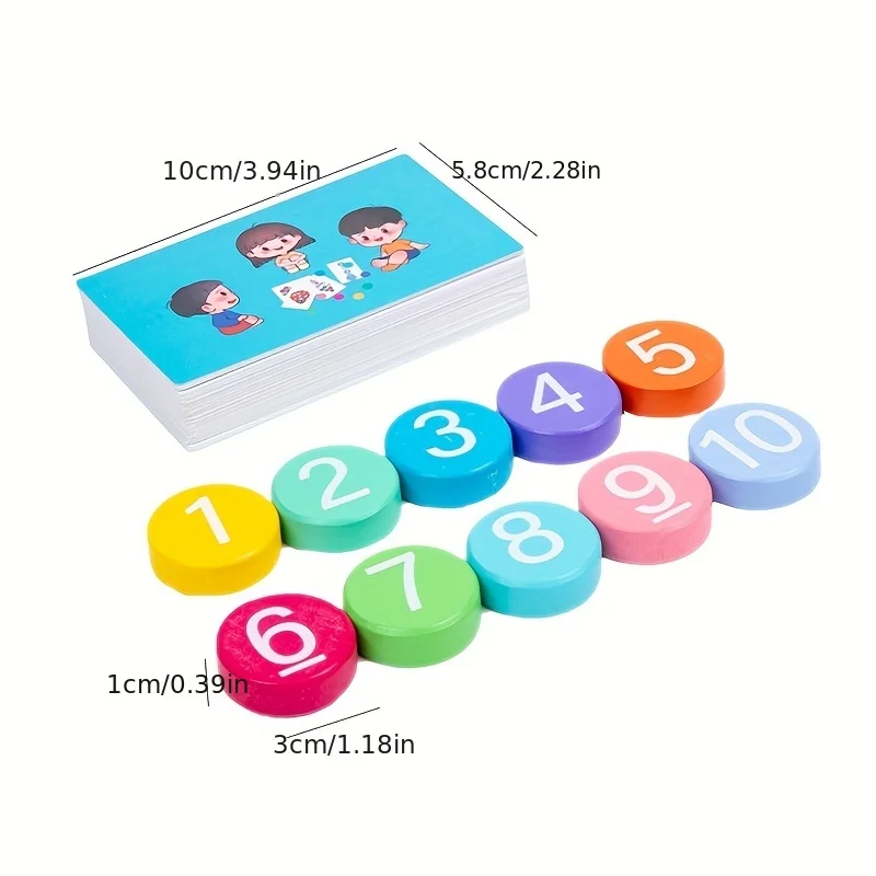 Preschool Learning Activities Educational Toys for Kids , Numbers with Flash Cards, Wooden Reading Blocks Montessori Game