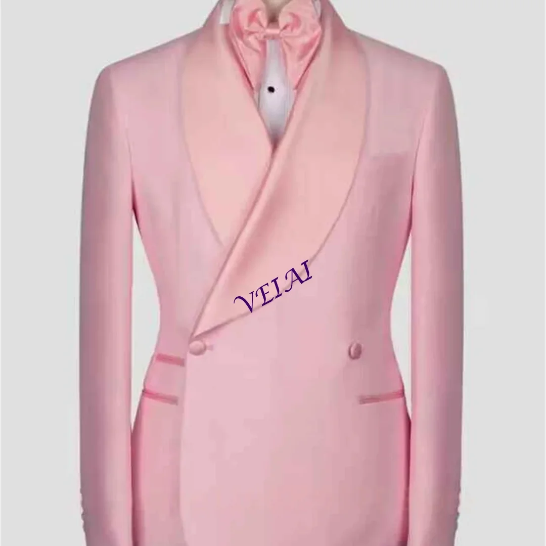 

Мужской костюм-блейзер на заказ, розовый, с лацканами-шалью, для свадьбы, приталенный, лучший выбор