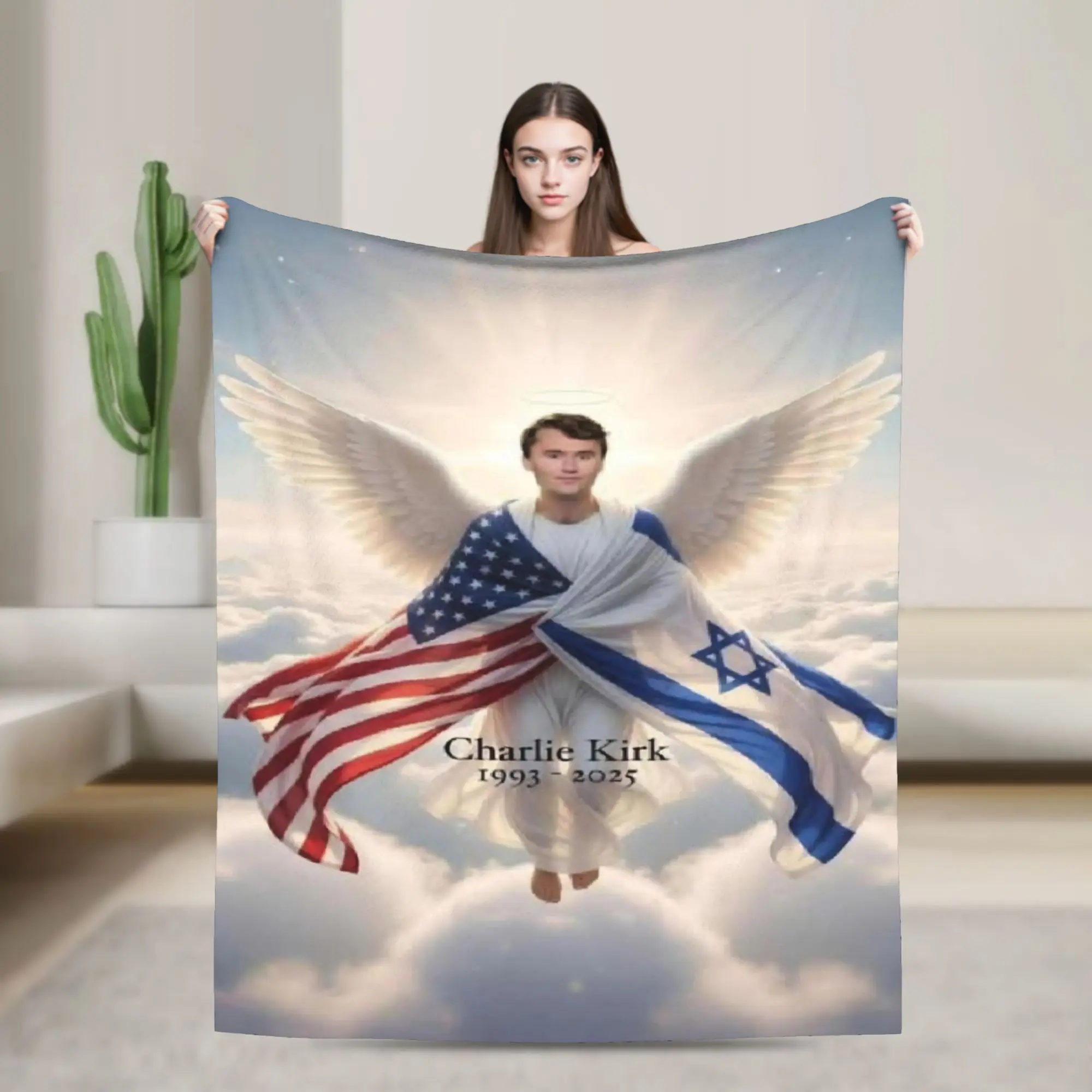 Charlie Kirk Angelic Advocate Accessories Blankets Lightweight Thin Velvet  Throw Blanket Cozy Bedding Throws