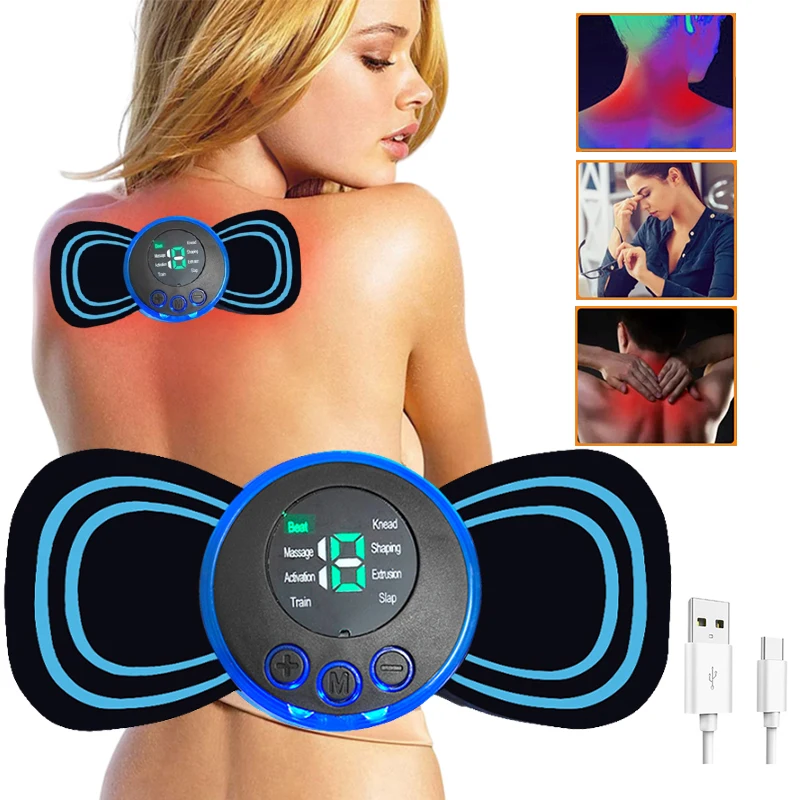 Portable Neck Massage Electric Massager Cervical Neck Back Patch 8 Mode Pulse Muscle Stimulator Portable Relief Pain