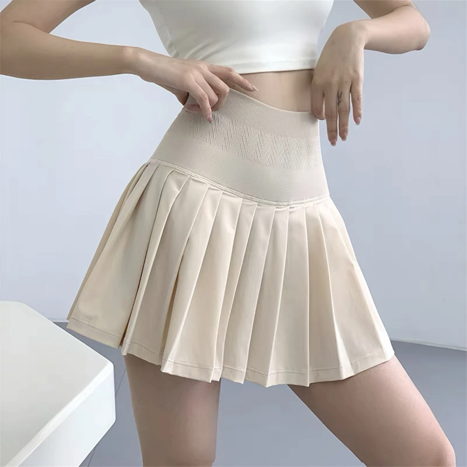 

Pleated Skirt Fitness Skirt Women High Waist Tennis Pleated Skirt Sports Halter Pants