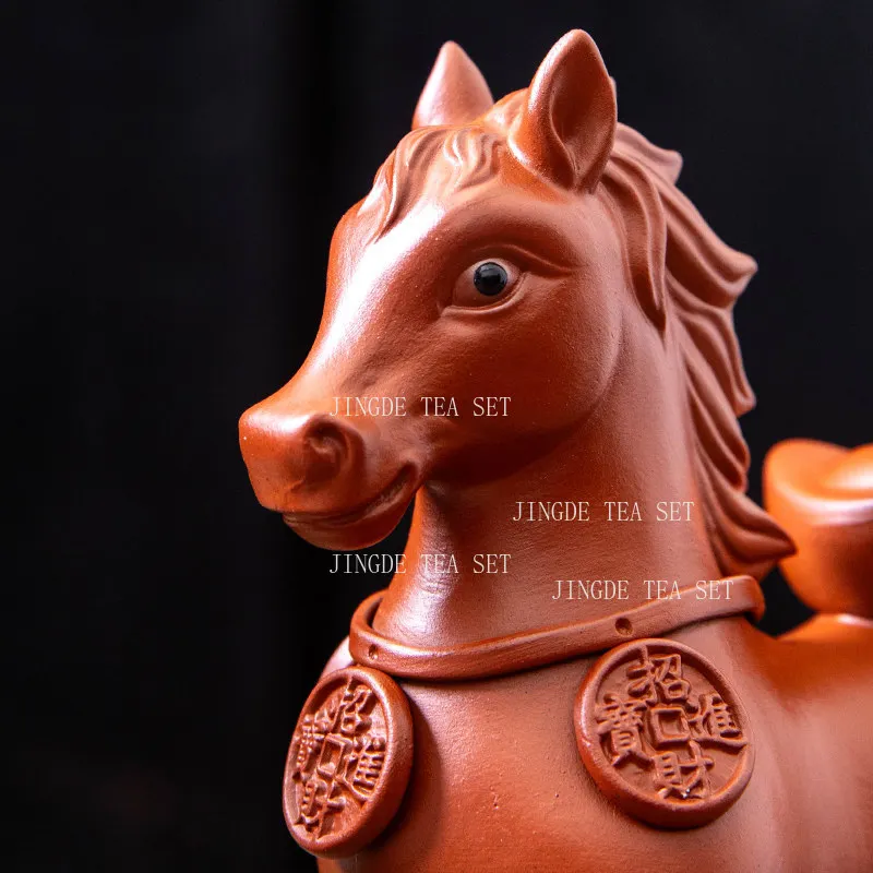 Purple Clay Tang Dynasty Horse Tea Pet Household Chinese Style Desktop Small Ornament Tea Ceremony Accessories Tea Playing