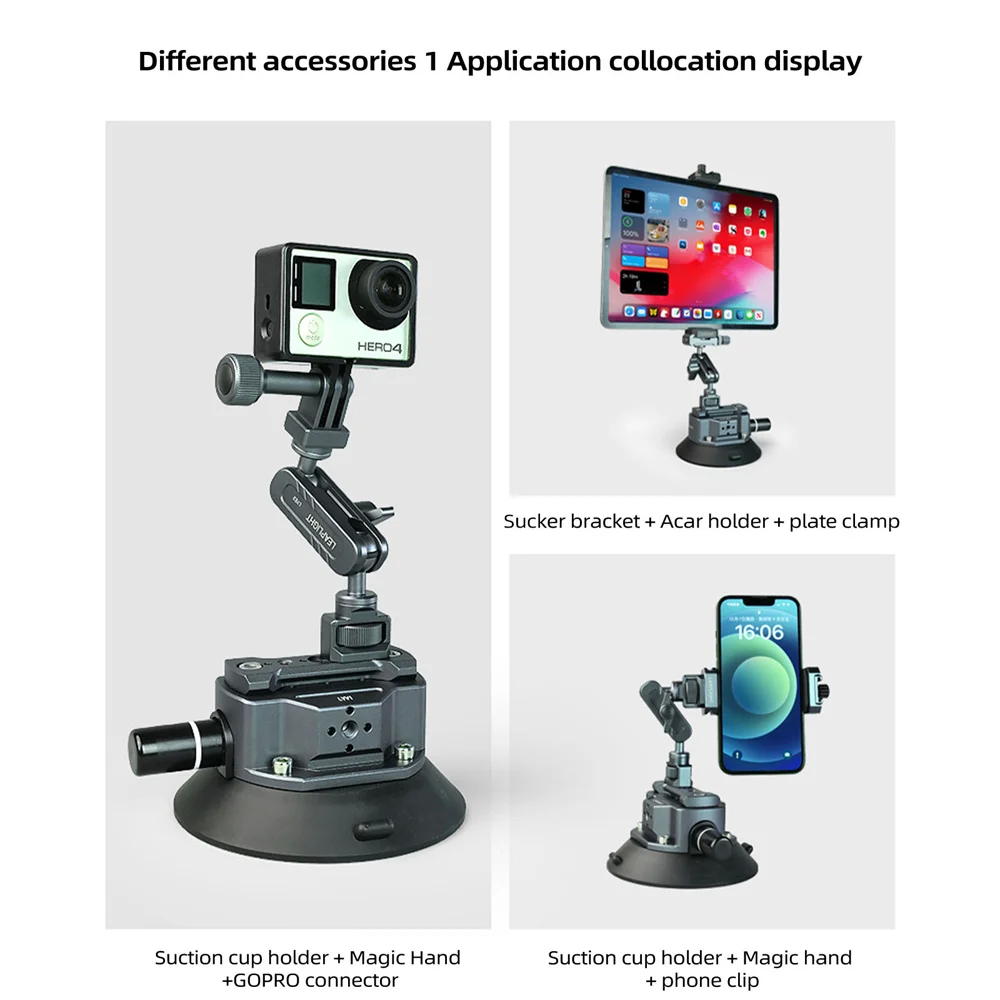 Imagem -05 - Hand Pump Car Suction Cup Phone Action Câmera Holder Nato 360 Ajustável 14 38 Gopro Insta360 Dslr Novo