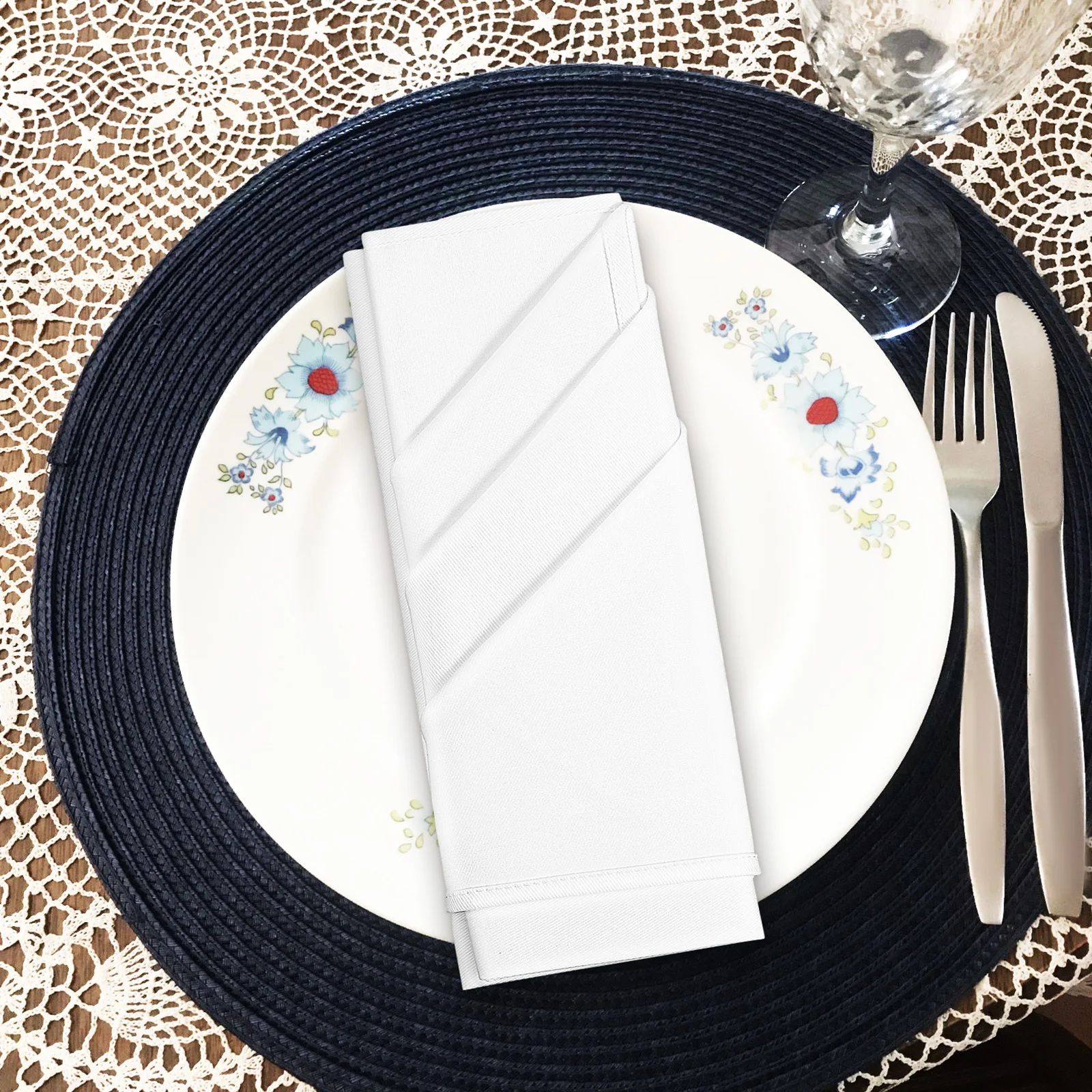 

5Pcs Thick Cotton Dinner Napkins White Solid Color Square Table Napkins for Party Wedding Buffet Use Lunch Napkin