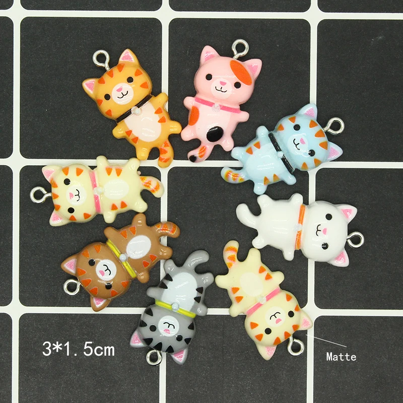 10/16pcs Cute Cat Earring Resin Charms DIY Flatback Smooth Frosting Animal Jewelry Pendants For Keychain Choker Make D36