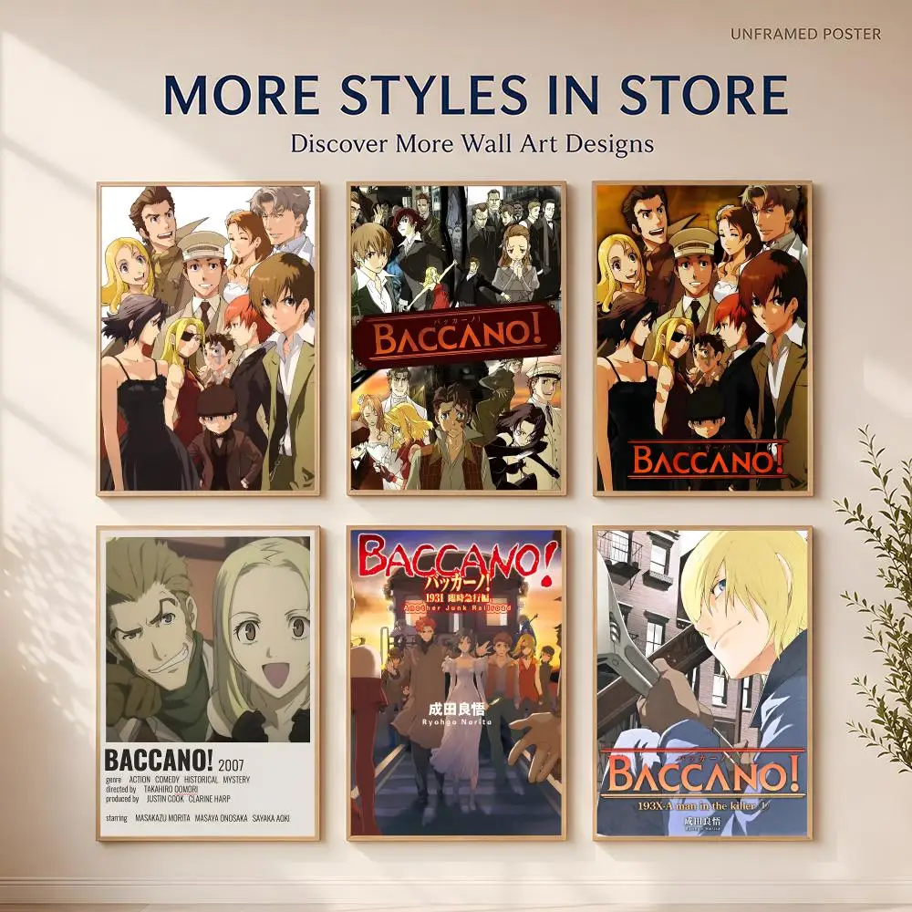 Anime Baccano! Póster versátil HD, arte de pared impermeable, decoración autoadhesiva para cualquier espacio, regalo ideal