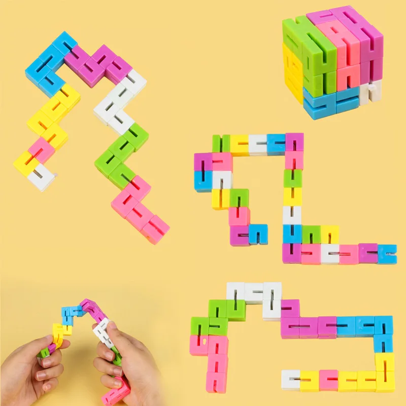 Children Puzzle Toys Creative Intellectual Development Cube Puzzle Math Teaching Aids Transformation Twist Snake Folding Toys