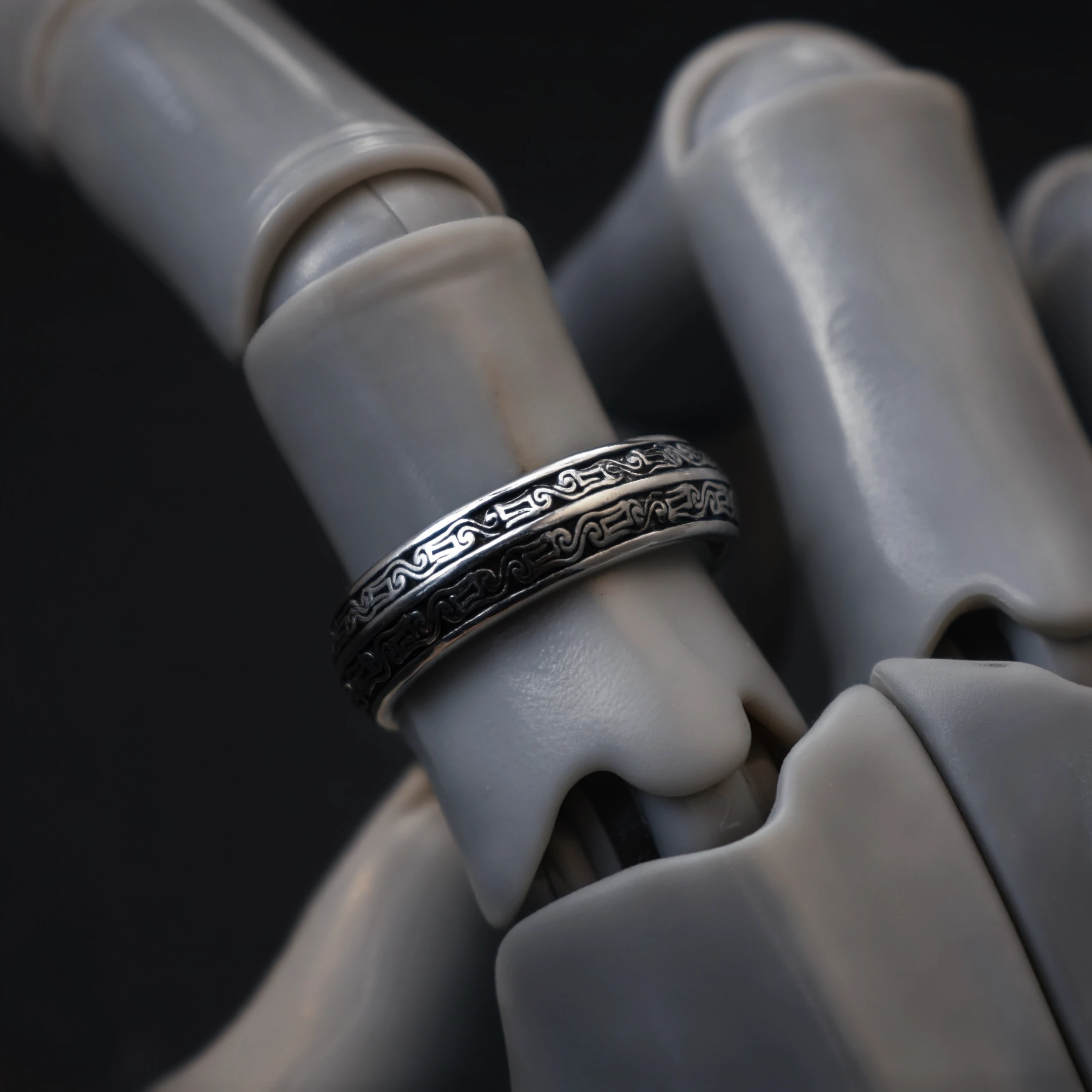Retro-Zoomorphales Spiralmotiv Verstellbarer Offener Ring für Männer, Versilbertes Messing, Gotischer Edgy-Schmuck, Historisches Accessoire, Geschenk – Detail 6