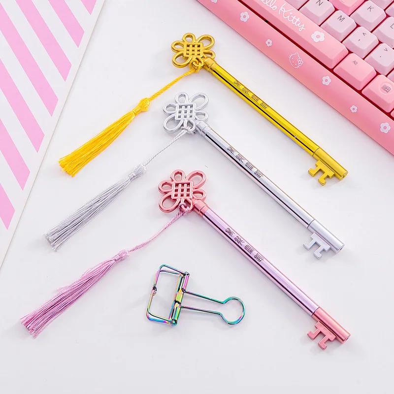 3 Pcs Stationery Chinese Knot Key Gel Pen Creative Cute Pretty Lovely Gel Pen