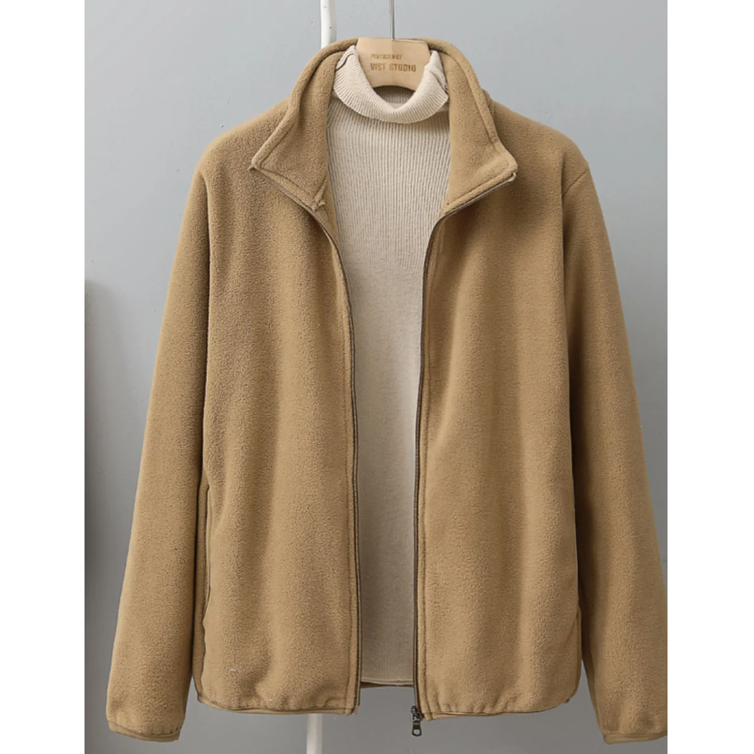 2025 nueva primavera otoño chaquetas de lana para mujeres de mediana edad 5XL chaqueta cálida con cuello levantado informal prendas de vestir exteriores con cremallera abrigo de invierno para madres