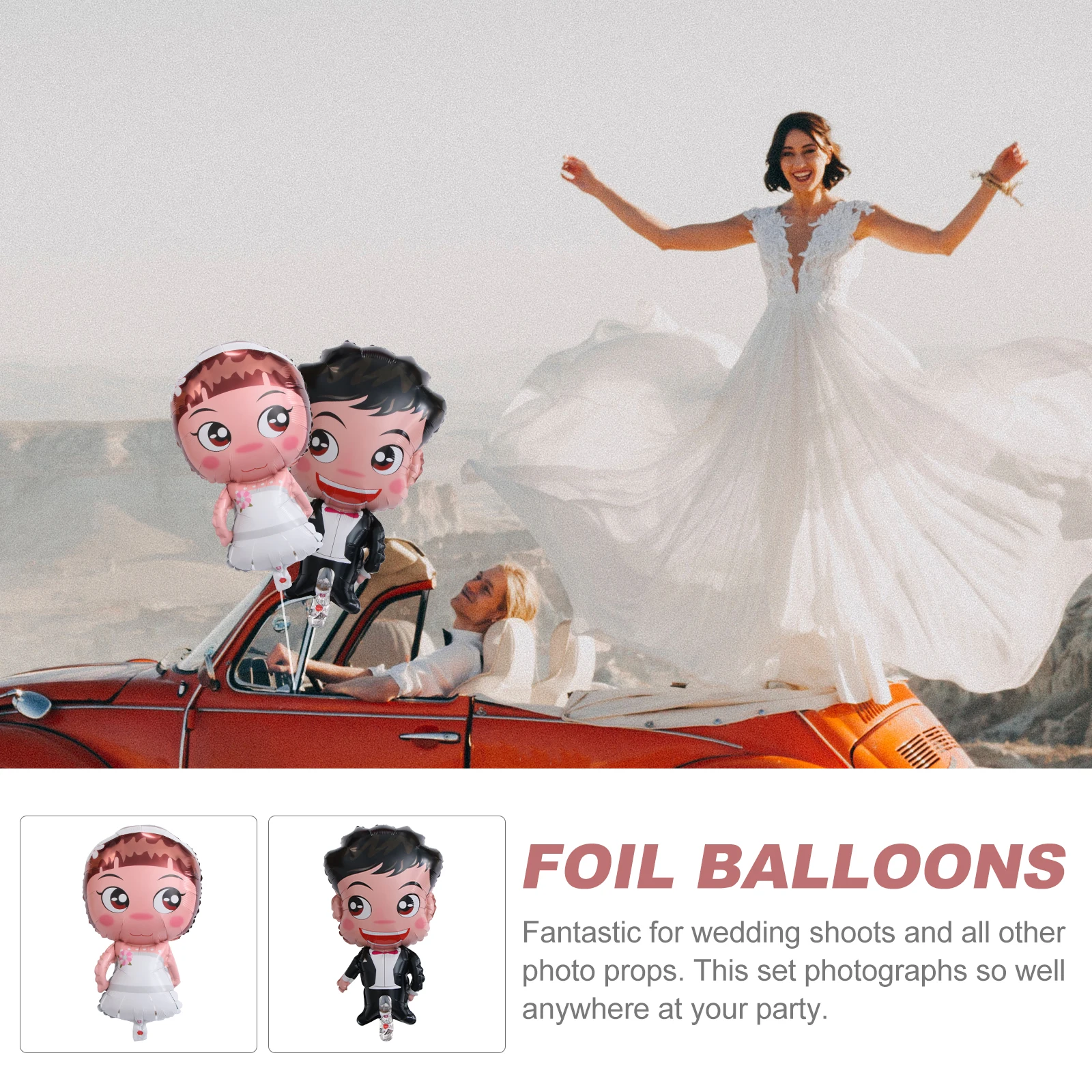 

2pcs Large New Bride Groom Cartoon Foil Wedding Party Decoration Reusable Inflatable Sealed For Kids Occasions Foil