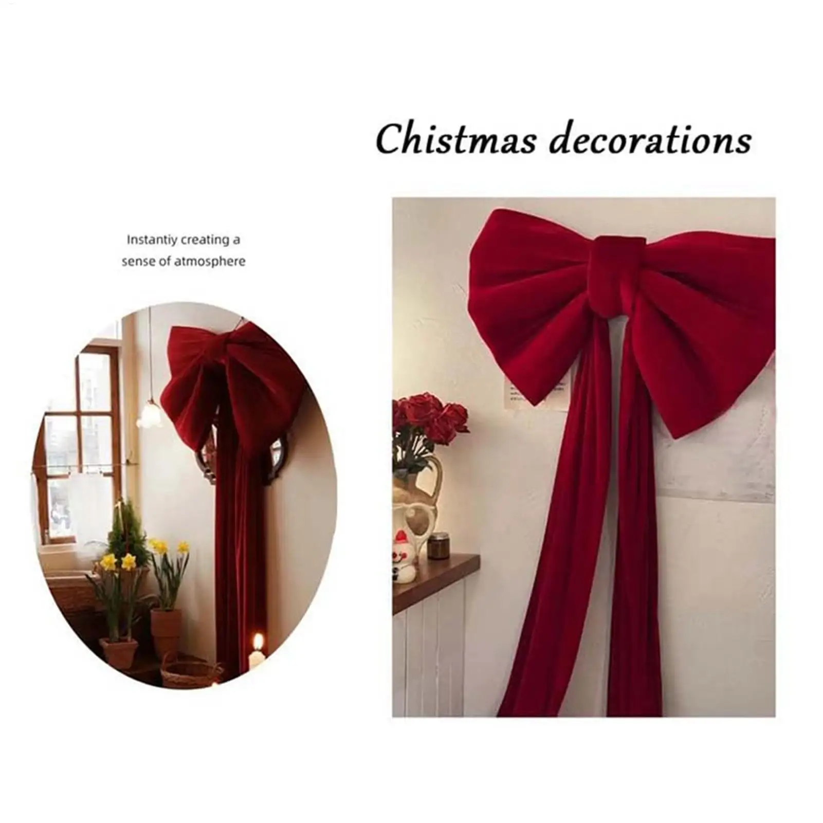 Large Christmas Bows Outdoor Decorations Christmas Tree Topper Big Bow Velvet Festival Ornaments For Home Front Door Party view 5
